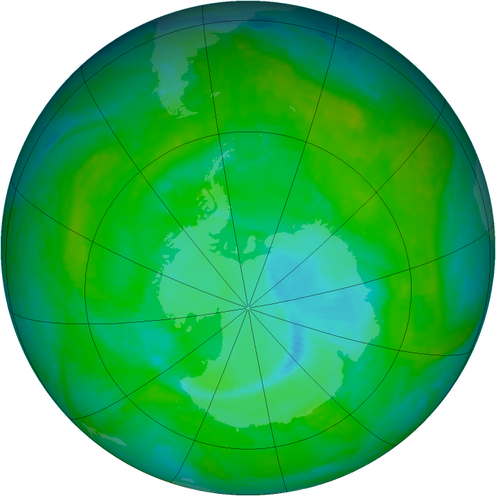 Antarctic ozone map for 16 December 2003